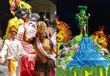 Rei e Rainha do Carnaval de Salto 2024 e Carro Alegórico da Escola de Samba Mocidade