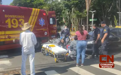 Corpo de Bombeiros socorre mulher vítima de acidente de trânsito no Centro de Indaiatuba