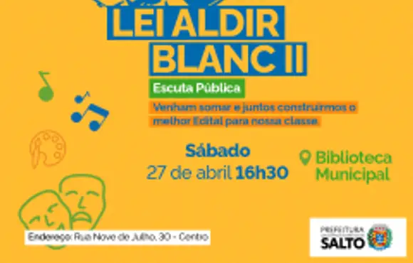 Cultura realiza Escuta Pública sobre lei Aldir Blanc no dia 27 de abril